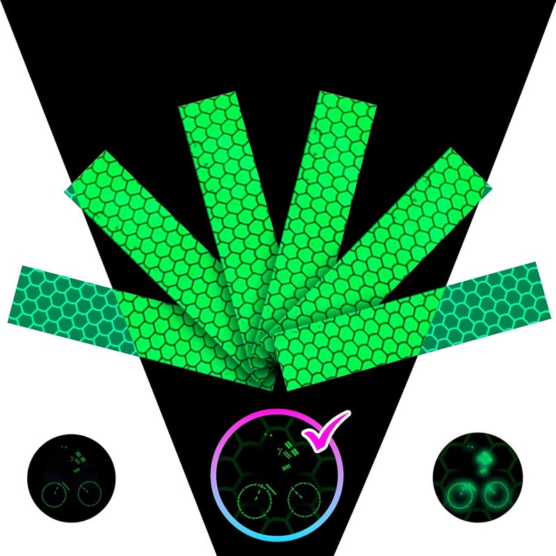 Loom Reflective Stickers for Helmet | 6pcs Prism Green | Similar to 3M Reflective Tape | Bike Reflectors for Night Riding, Mailbox reflectors | Waterproof hi vis Decals for Car, Trailer - Image 1